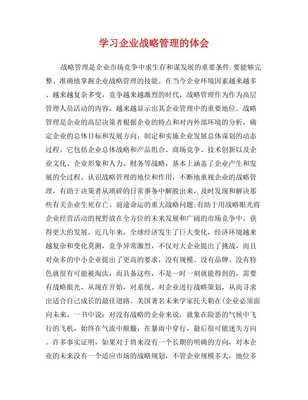 學習企業戰略管理的體會